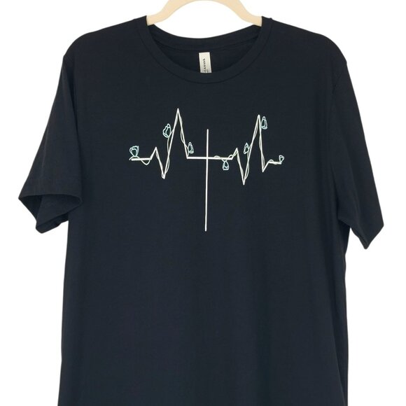 Tops - Support Dysautonomia Awareness Graphic Tee Heartbeat Cross Shirt Size Large‎